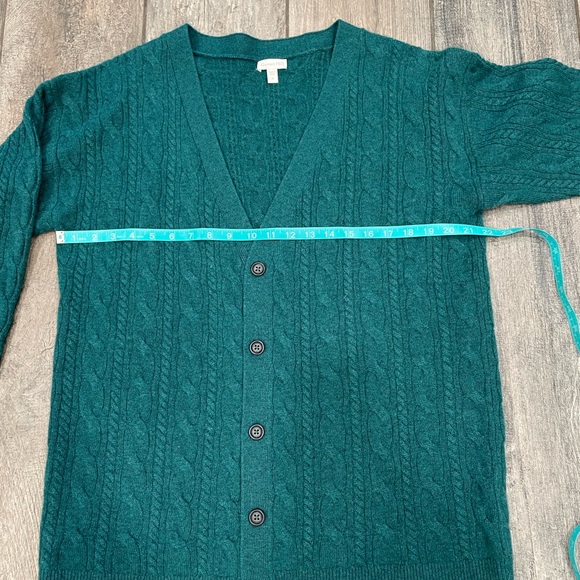Cashmere. Garnet Hill Deep Teal Cardigan Sweater - Picture 4 of 7